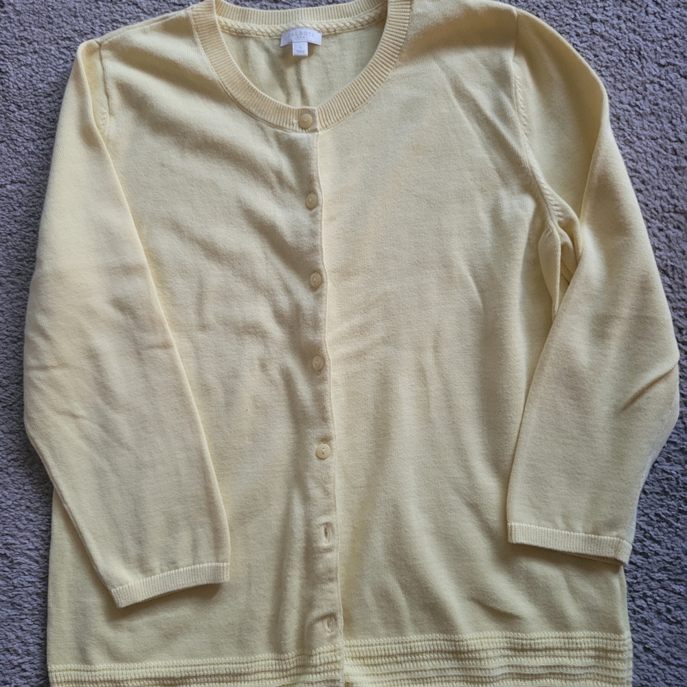 Talbots Light Yellow Cardigan Sweater